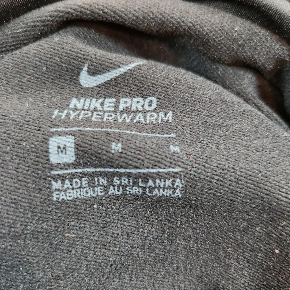 Nike Pro Hyperwarm Women’s Medium Mock Neck Training Top Black Grey Ombre Sleeve